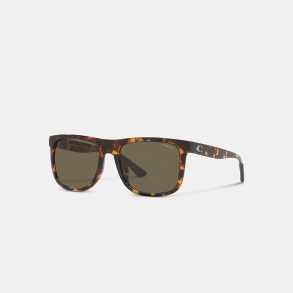 Coach Beveled Signature Flat Top Square Sunglasses - Picture 1 of 7
